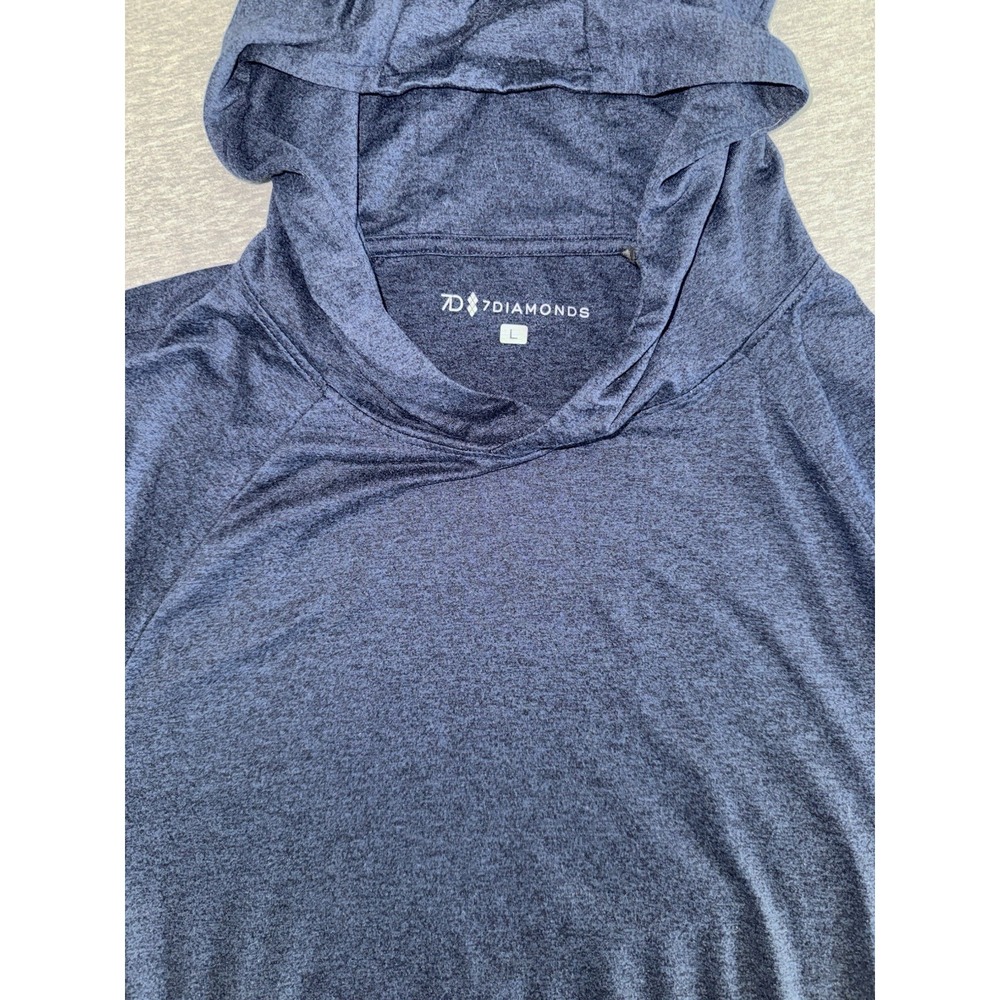 7 Diamonds Mens Large Navy Blue Heather Core Performance Hoodie Athleisure Sport